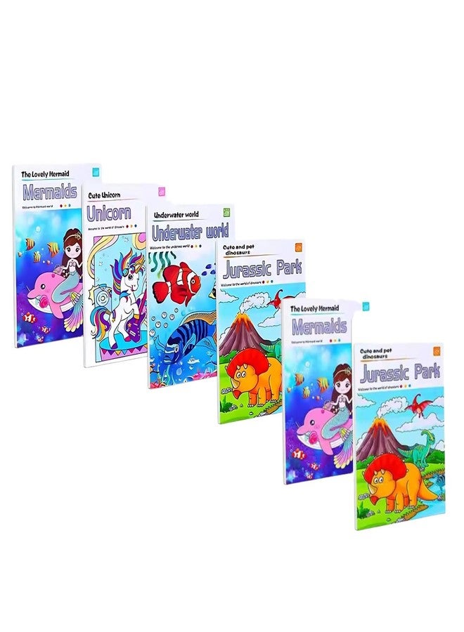 Crackles Magic Water Colouring Pad Book Kids, Coloring Pad Child Educational Toy Magic Book Water Painting for Kids,Watercolor Pocket Books , Birthday Return Gifts (Pack of 6 ) Random Design - Image 1